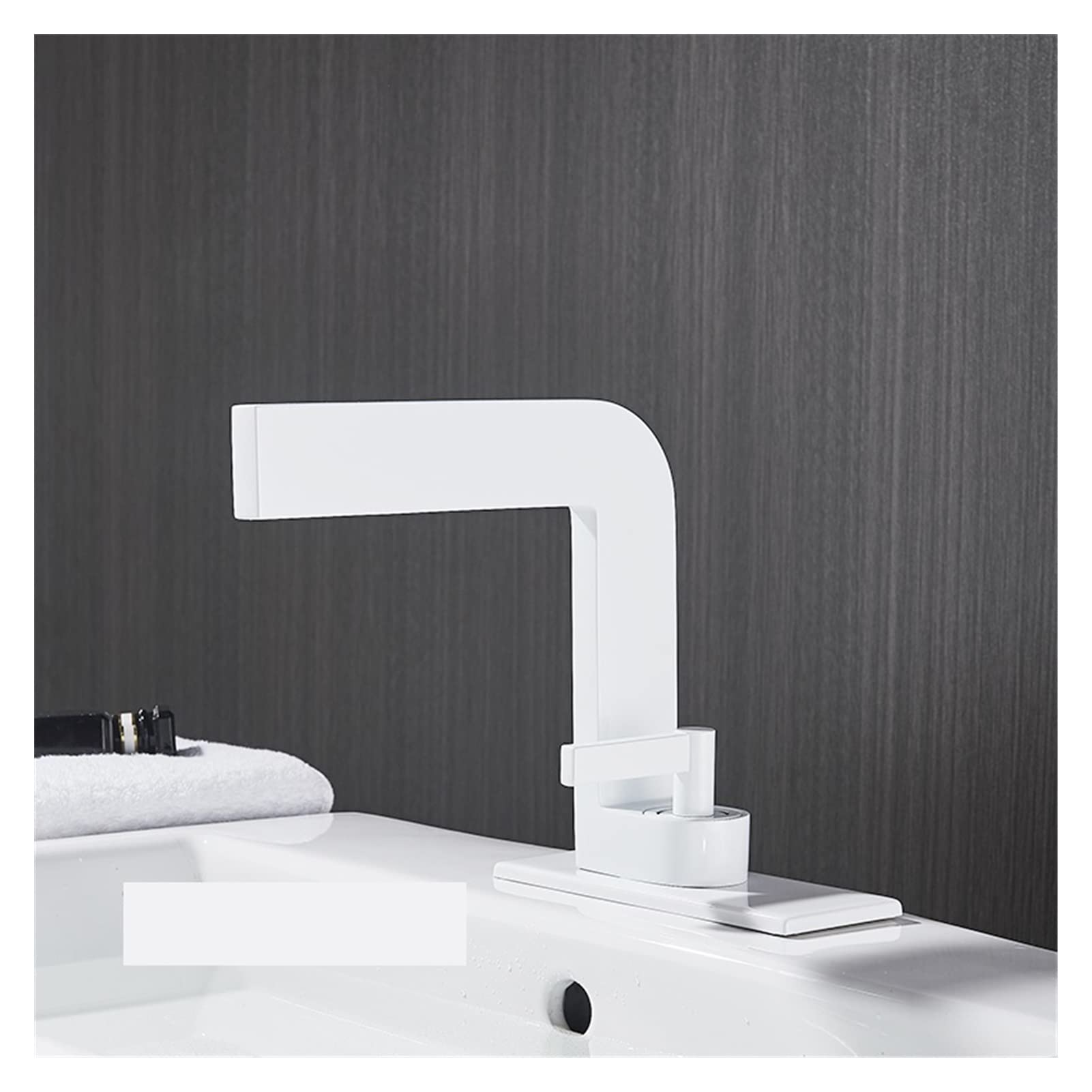 Mooilko Bianco Matte Black Brass Material Bathroom Vanity Faucet Seven-Shaped Faucet Gentle Waterfall Outlet Hot And Cold Mixer Taps Easy To Install(Bianco)
