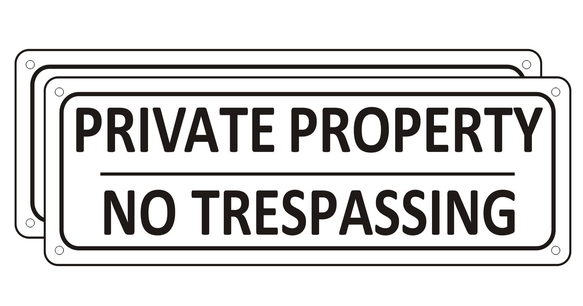 No Trespassing Sign Metal, (2 Pack) Private Property Sign Small, 10" x 3.5" Aluminum No Trespassing Signage, Warning Signs for Property