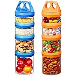 SELEWARE Portable Stackable Food Storage Containers for Snacks Formula Powder and Drinks Twist Lock System Airtight Leak-proof BPA and Phthalate Free Blue and Orange