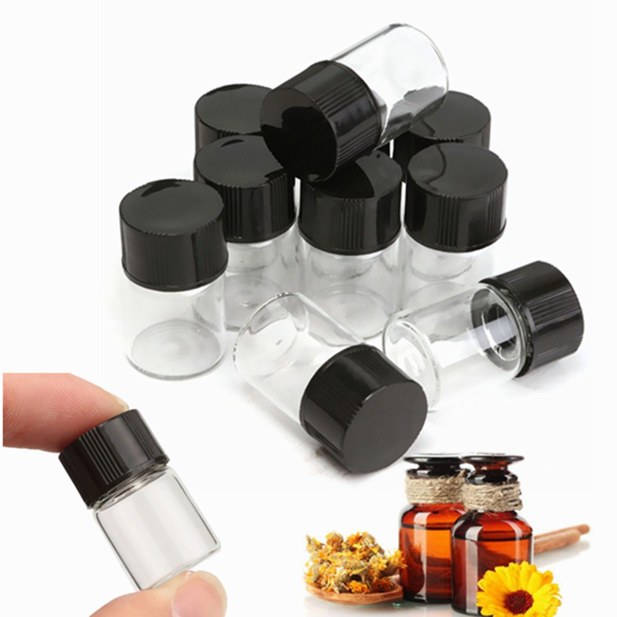 HOKVJ2ml Clear Glass Bottles Experimental Points Bottling 15x25mm