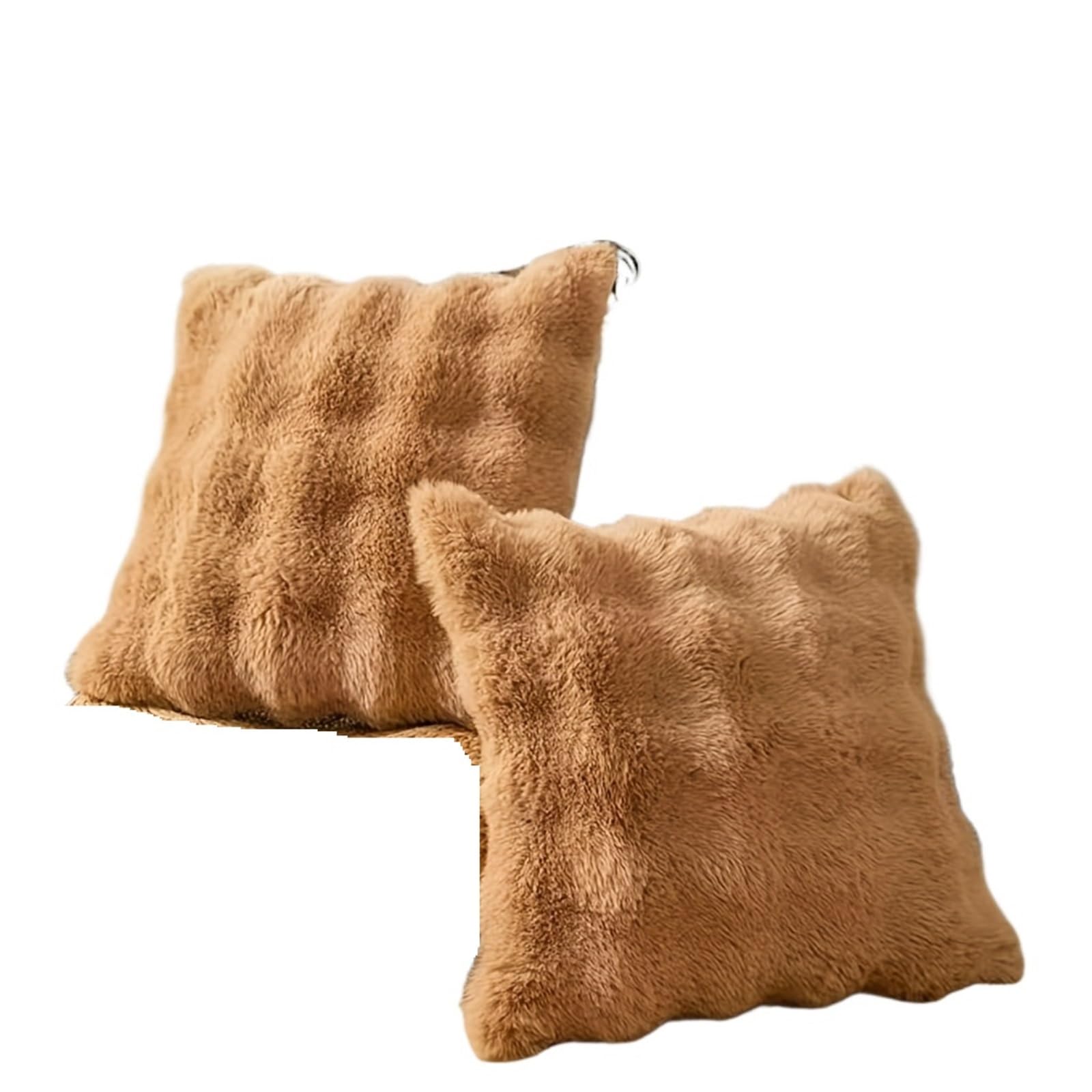 Pillowcase 2pc Plush Decorative Pillowcases, Modern Minimalist Style, Suitable For Sofas, Bedrooms, And Car Interiors(Khaki)
