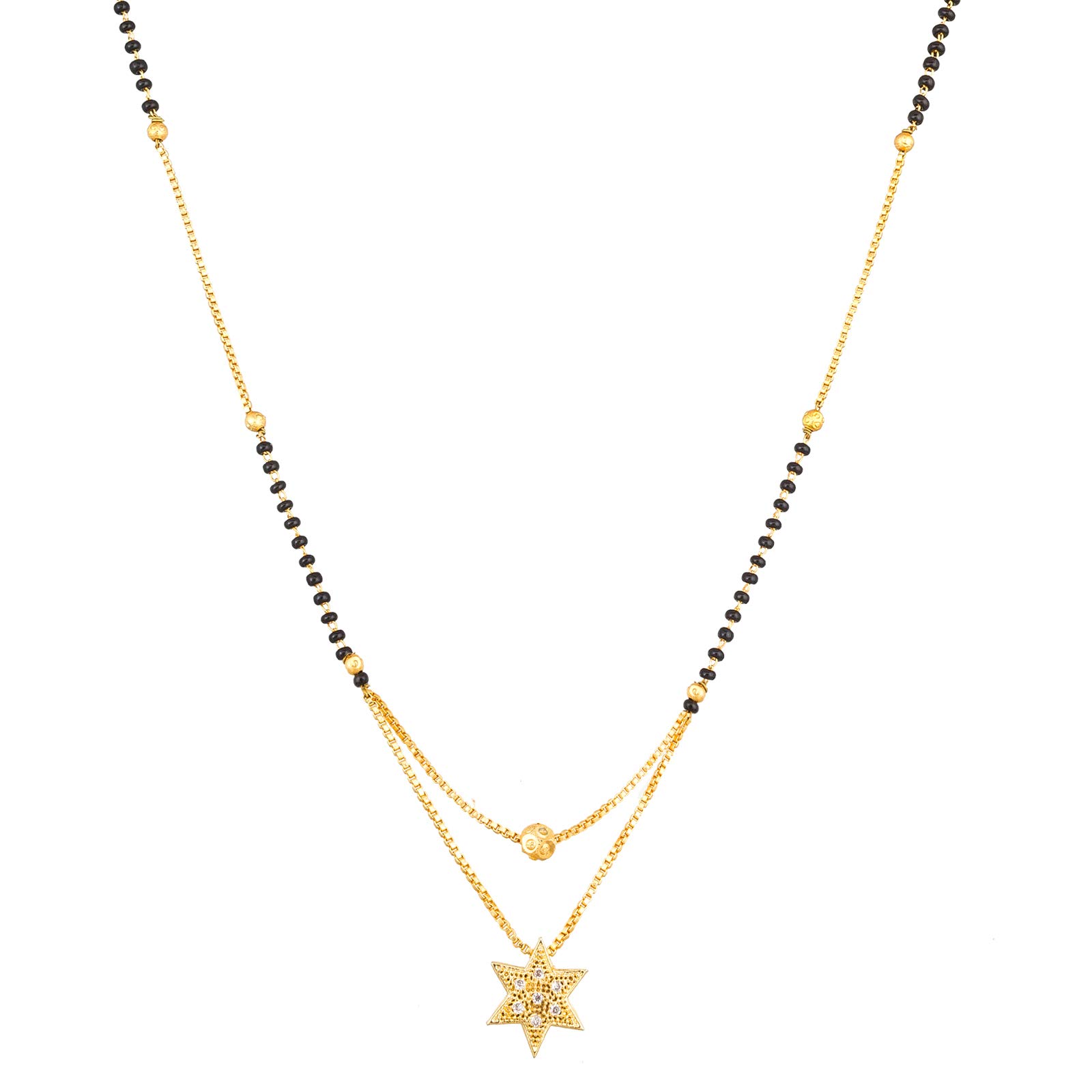 Elegant Star Pendant Double Chain Gold-Plated Mangalsutra-image-23