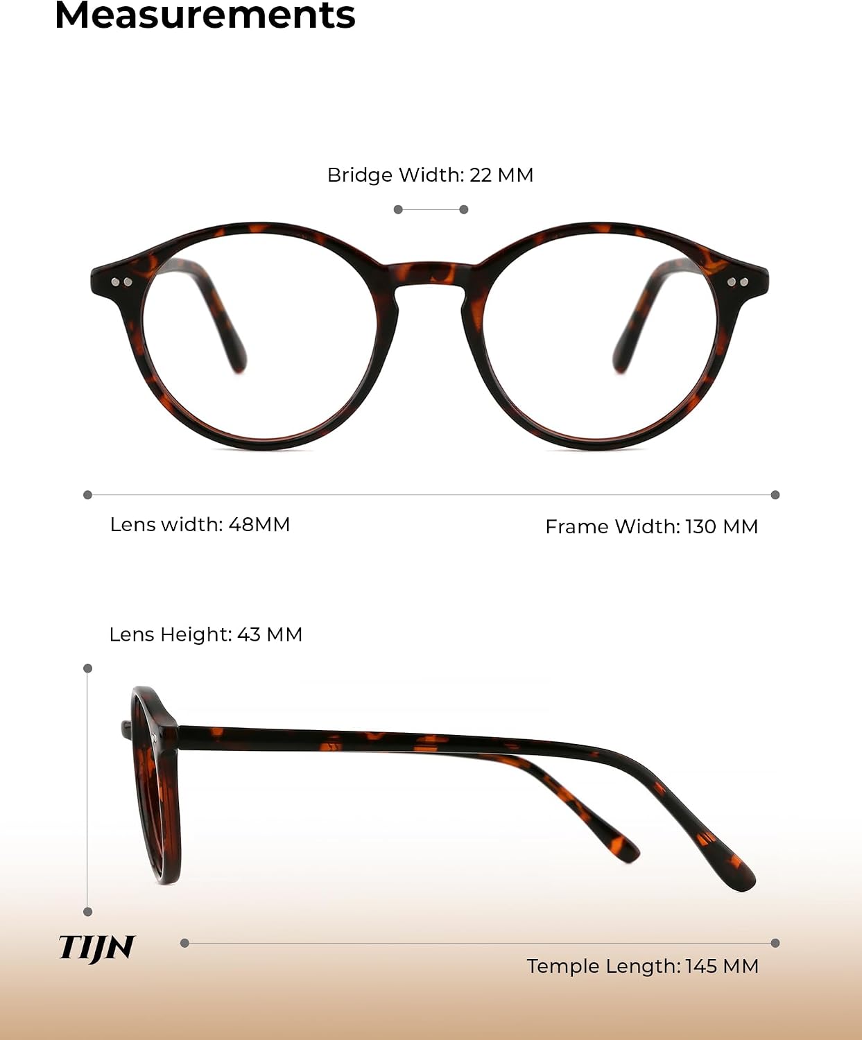 TIJN Blue Light Blocking Glasses Men Women Vintage Thick Round Rim Frame Eyeglasses
