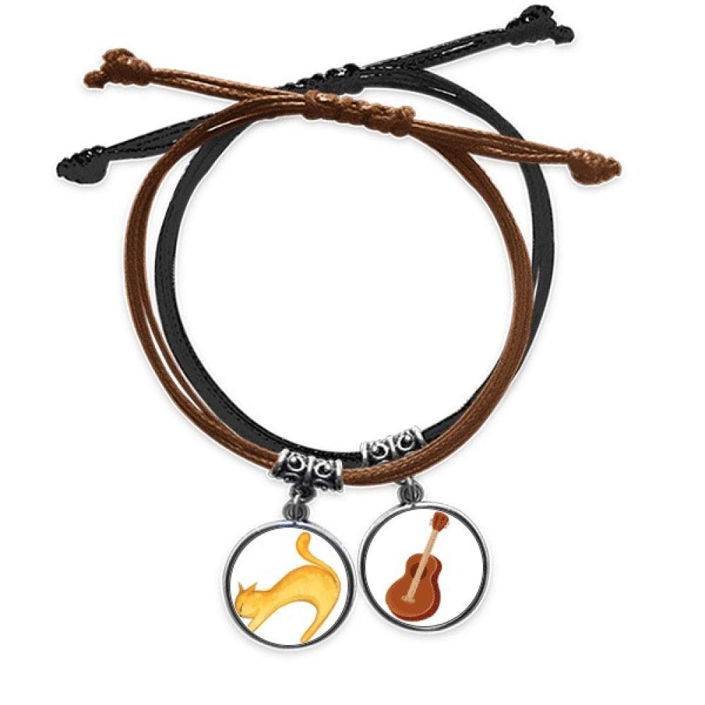 Pulsera de gato naranja de cuero ajustable que no daña la piel 3