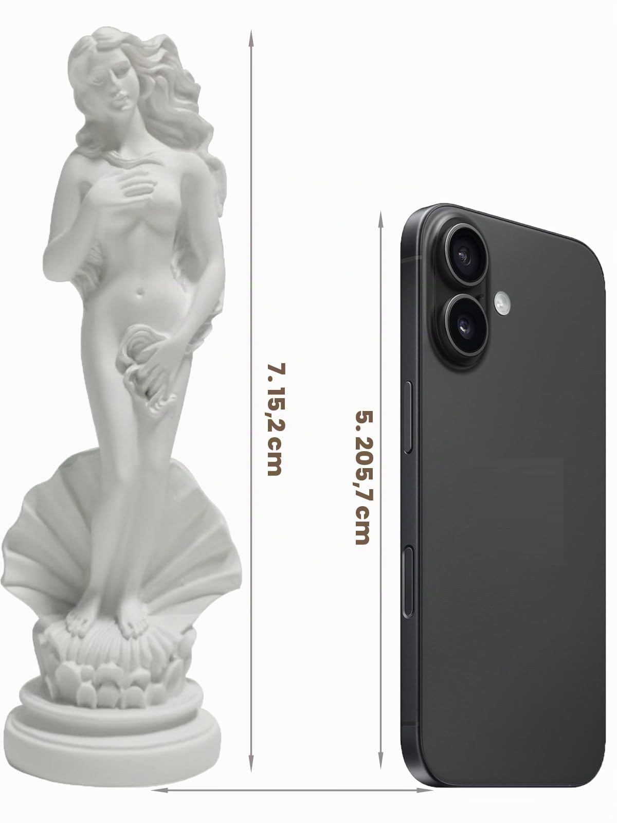 Statua di Afrodite la nascita di Venere, 19 cm, scultura greca romana dea, statuetta artistica in resina fatta a mano, classica statua bianca, decorazione per casa e ufficio