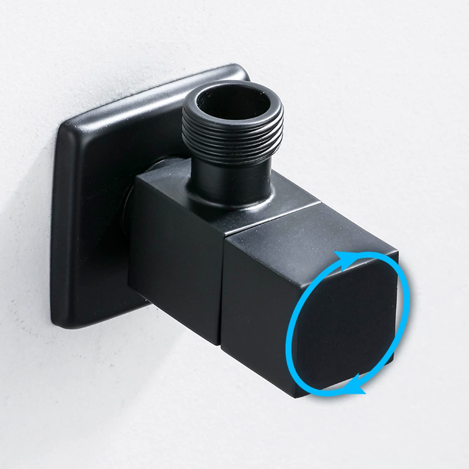 TTDGYYXW Ventil schwarz Wasserventil 1/2 Zoll G1/2" Absperrventil Eckventil Messing wandmontiertes quadratisches Badezimmer-Küchenanschlussventil, schwarz (Nero)
