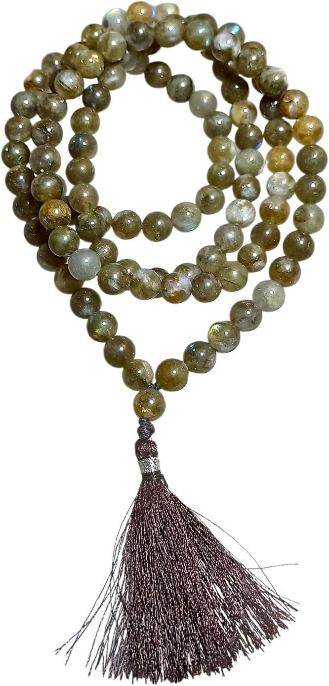 Chakra Balancing 108 Bead Healing Crystal Mala Necklace for Reiki, Manifestation, Spiritual Growth, Mindfulness, Meditation & Protection-image-8