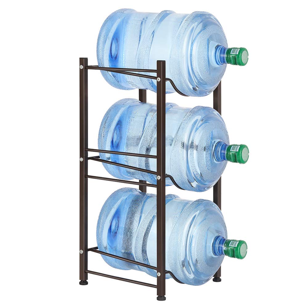 ETELI ECVV Water Cooler Jug Rack 3 Tier Bottle Storage Stand Shelf Organizer Durable and Steady with Rubber Base for 5 Gallon Bottles, Bronze