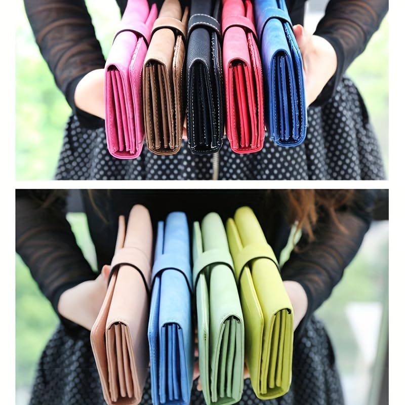 Wallet Women, Women's Vegan Wallet, 17 Card Slots Card Holder Bifold, Large Capacity Zipper Pocket Phone Handbag With ID Window (Dark Blue)4