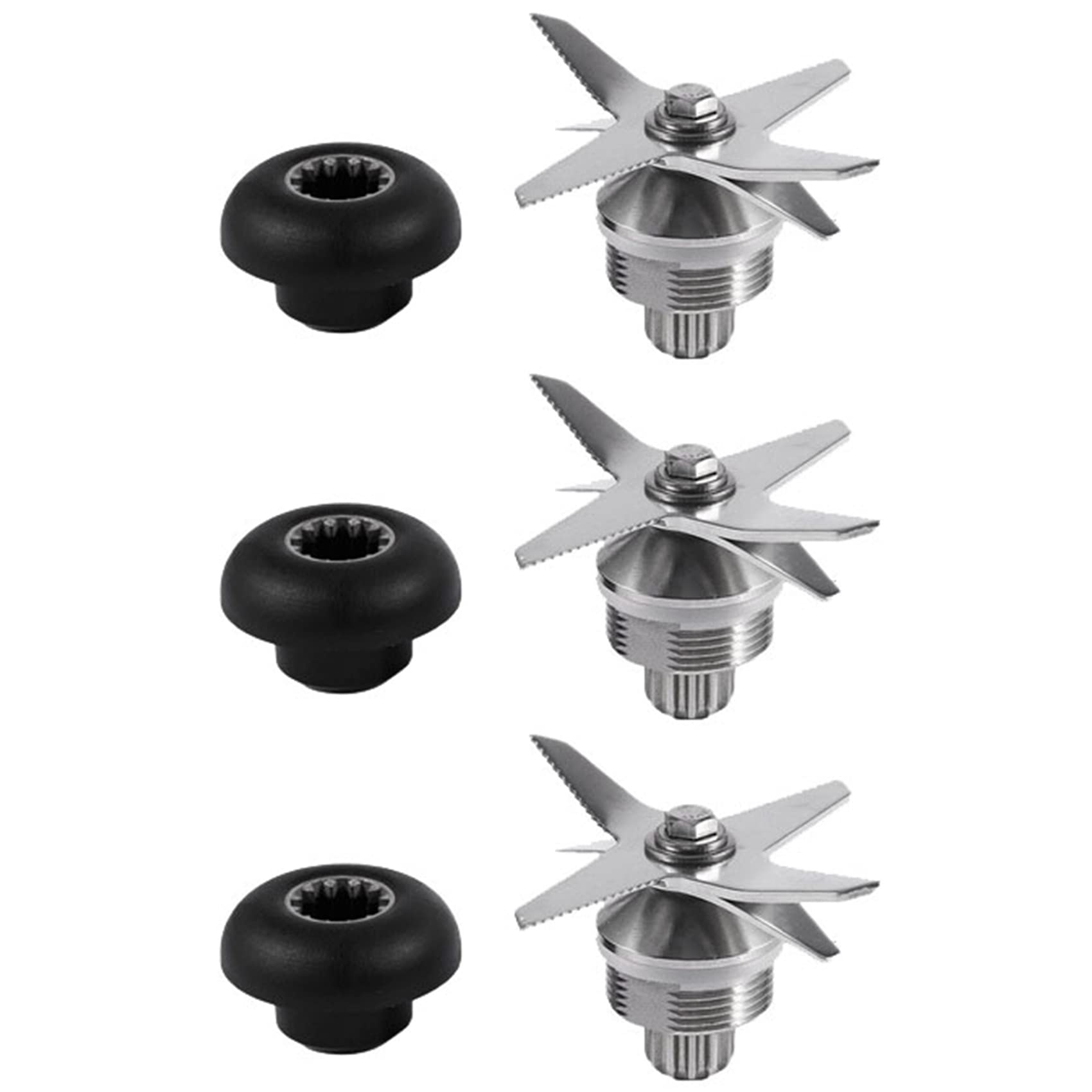 Hndhbfgrt 3X Quality Stainless Steel Silver+Black Blade and Drive Socket Combo Kit for Blender Parts