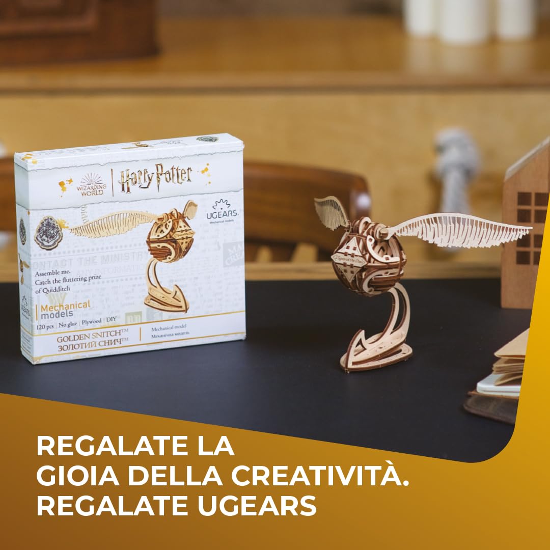 UGEARS Puzzle in legno 3D per adulti – Harry Potter, Kit Puzzle 3D Harry Potter, 120 Pezzi, 14.5 x 22 cm, Età: 14 anni e su
