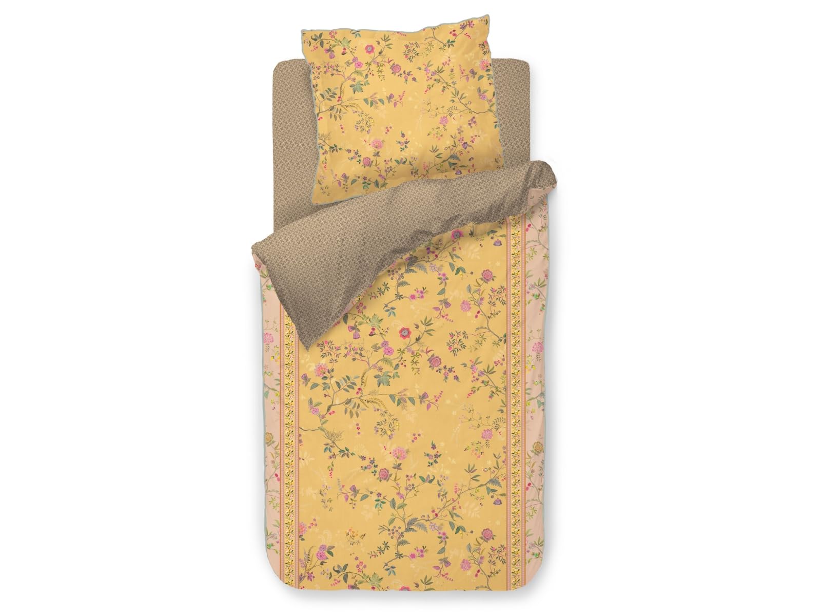 Pip Studio Bodhi Flower bettwäsche-Set 2 TLG. - 135 x 200 cm - Gelb - Baumwolle - mit Reißverschluss