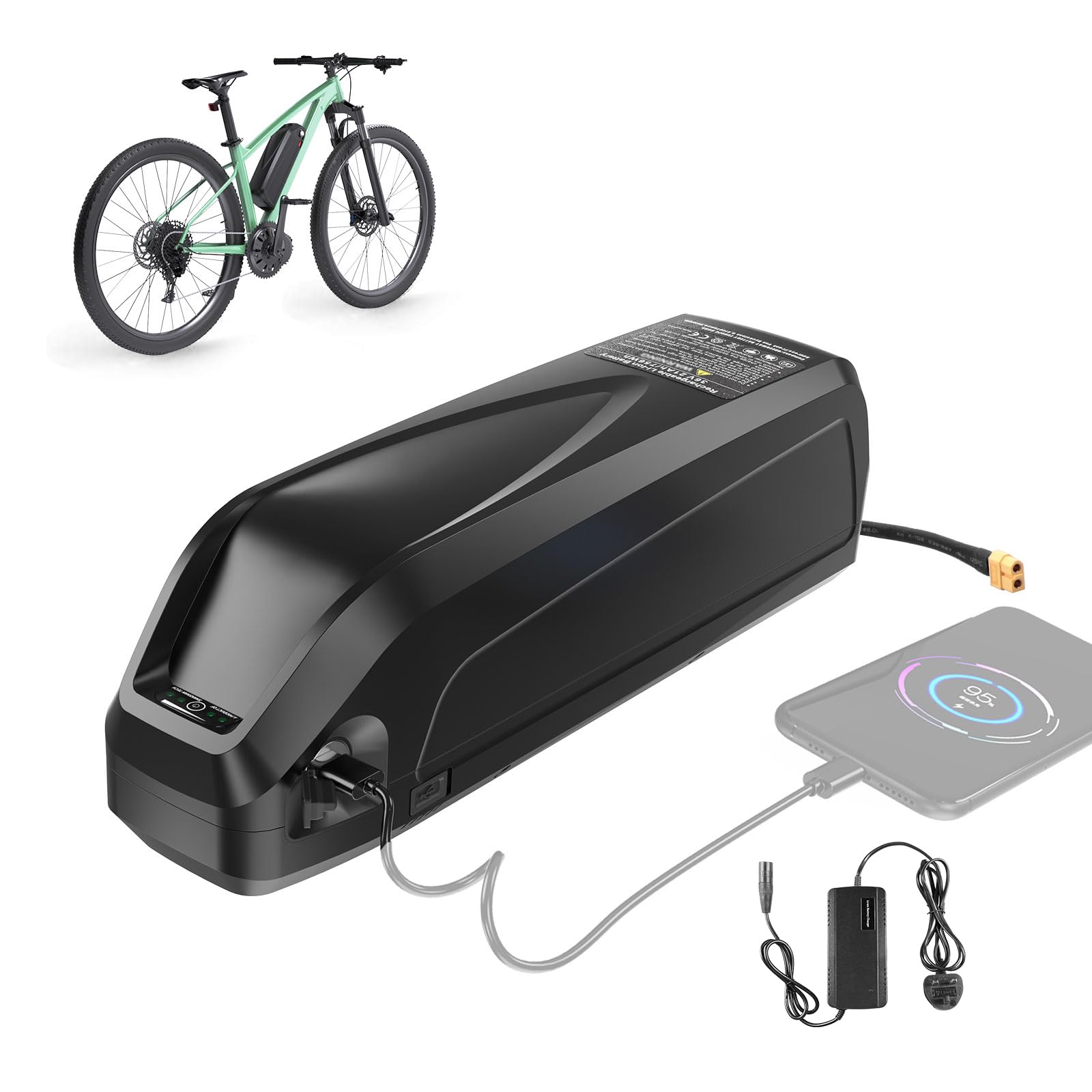 Varstrom 48V 13Ah Ebike Battery with Charger & USB Port, Lithium Electric Bike Battery for Bafang Ebike Conversion Kit