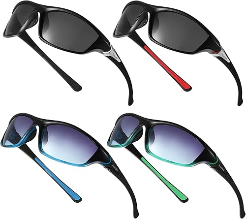 TOODOO 4 pares de lentes de sol polarizados para hombre con protección UV, gafas de conducción deportivas para actividades al aire libre