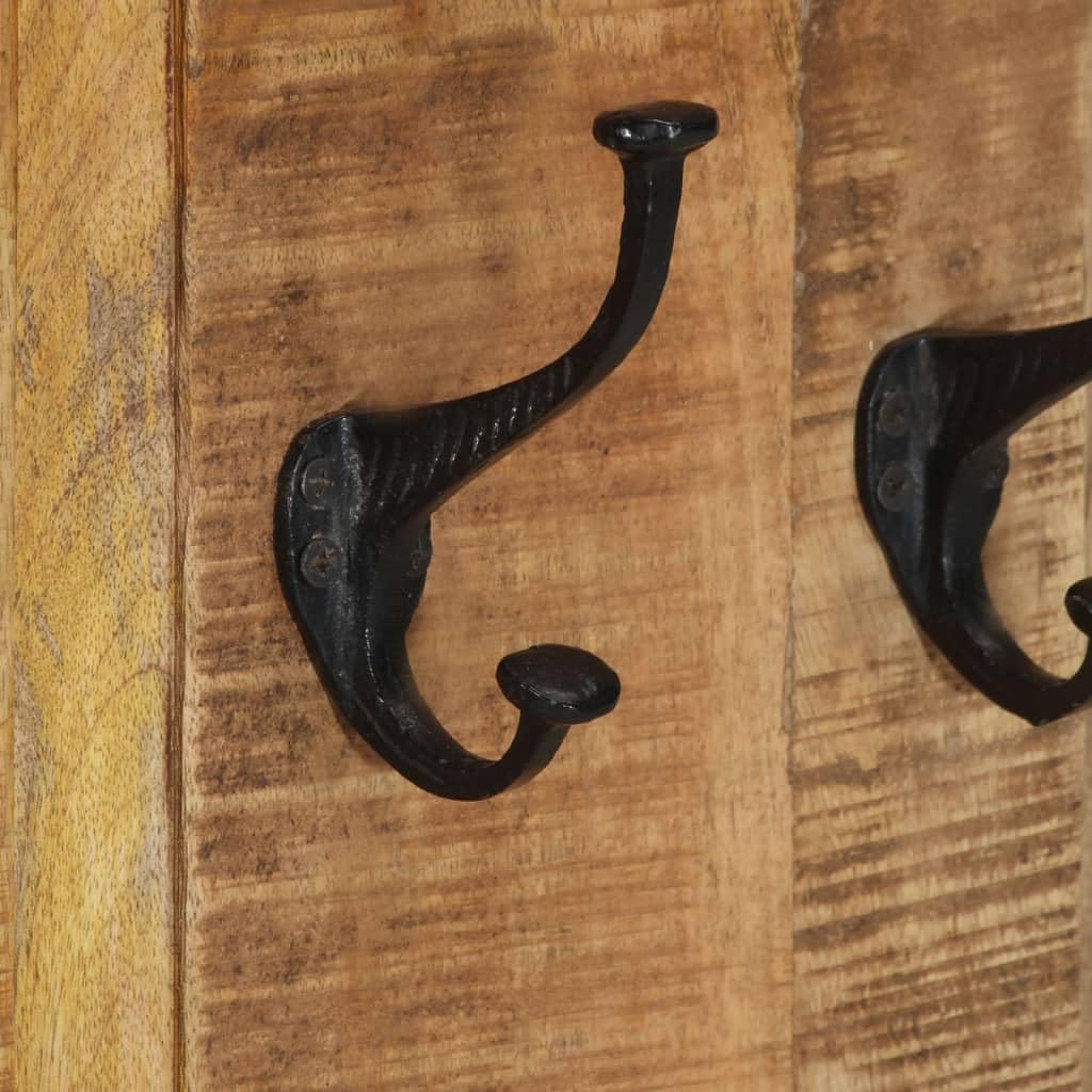 Lot de 2 penderies en bois massif de mangue 38 x 100 cm avec 4 crochets, porte-manteau mural en bois pour couloir, chambre à coucher, couloir, patère, sac