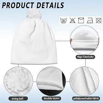 Adult Beanie Double Layer Knitted Hat for Women Men Warm Skull Caps with Ball
