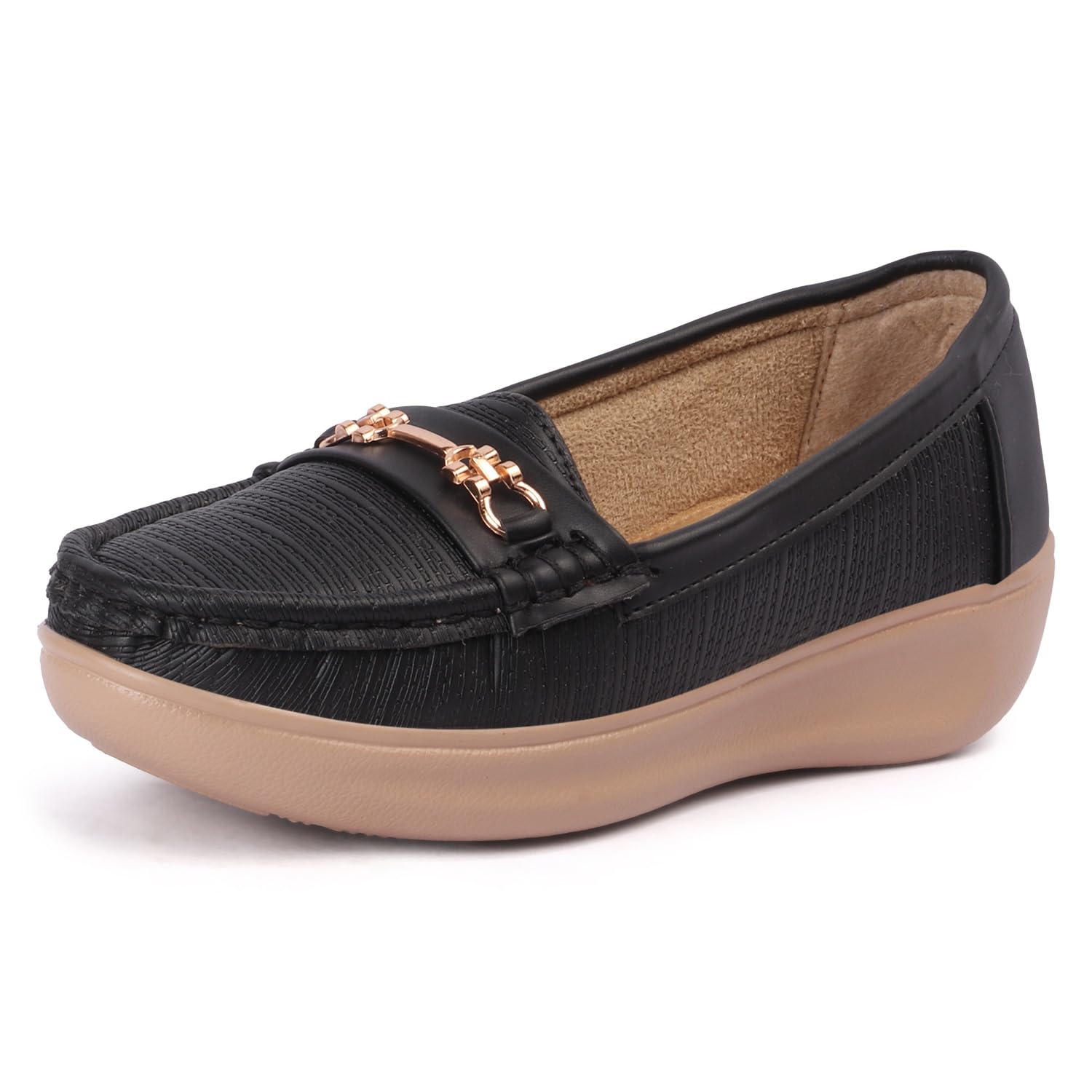 vendoz Women’s Comfortable Loafers | Ultra Lightweight I Stylish Slip-On Casual Shoes with Metal Buckle | Everyday Mocassins Ballet I for Casual Office Formal Wear LF821-picture-25