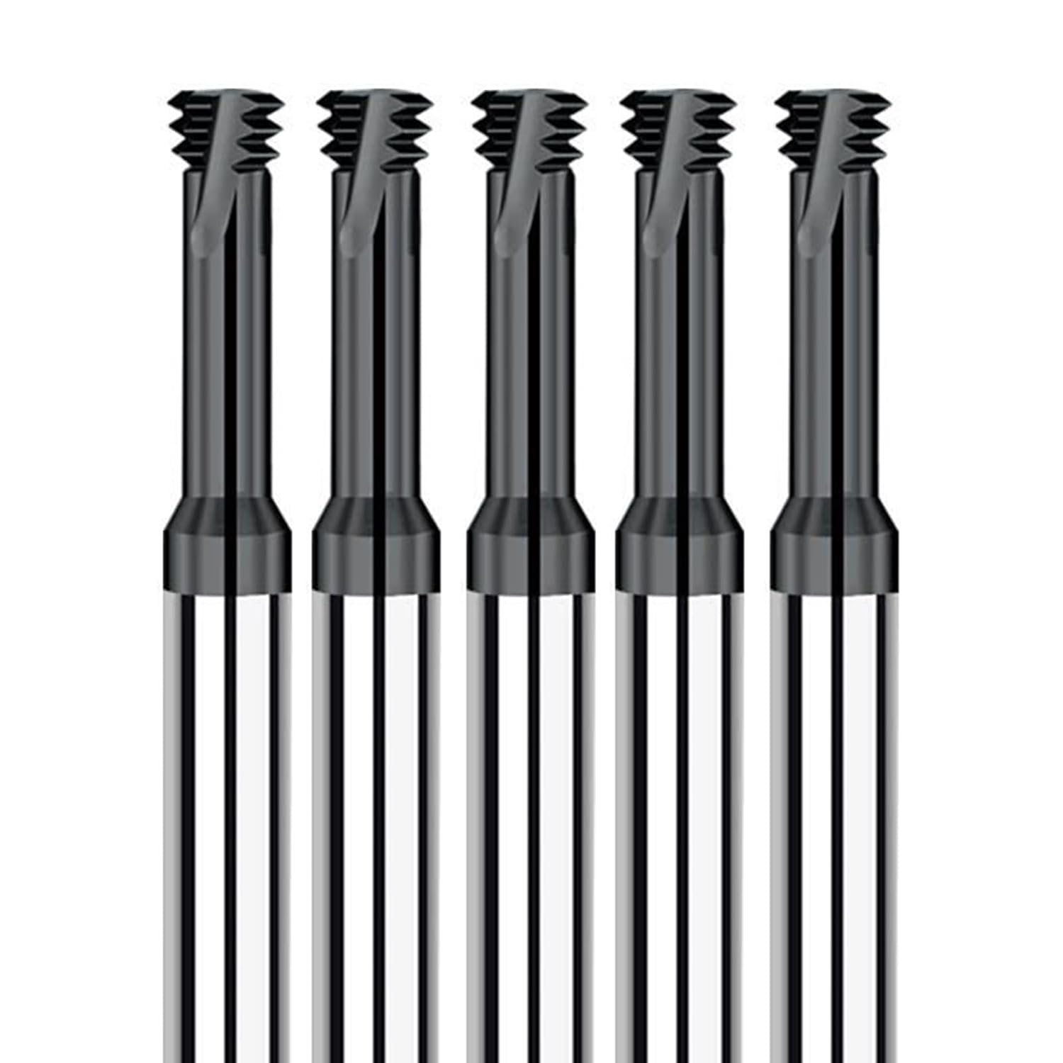 5Pcs UNC 1/4"-20 Solid Carbide Thread Mill Cutter for CNC Machines, with Coating, 3 Flutes and 60 Degree Helix, Thread Milling Tool for Stainless Steel Machining