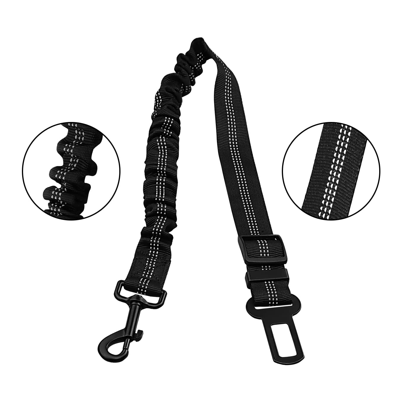 Adjustable Dog Car Harness & Seat Belt With Elastic Safety Buckle