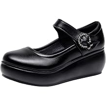 EnllerviiD Womens Mary Jane Wedge Shoes Platform Ankle Strap Pumps for Work & Daily Wear