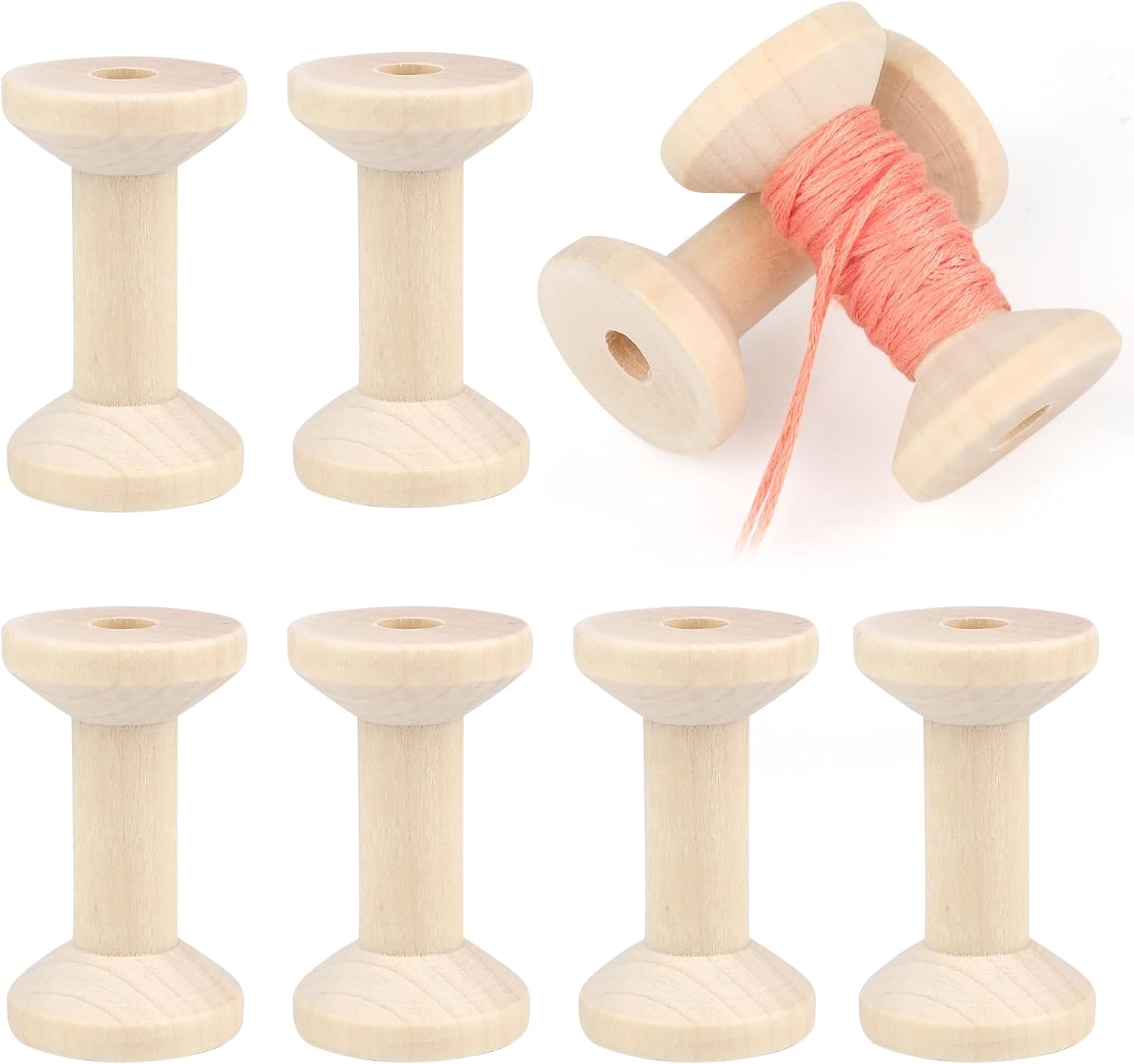 8 Pcs 3.15 Inch Wooden Spools for Crafts,Empty Natural Wood Thread Spools Bulk,Unfinished Wooden Spools for Ribbon, Twine, Cord,Embroidery Floss,Jewelry Making,Craft Organization, Antique Wood Spool