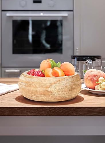 Miniatura 4 de Serene Spaces Living Paulownia - Cuenco redondo de madera  Cuenco de madera decorativo hecho a mano para decoración, fiestas, bodas, centro de mesa