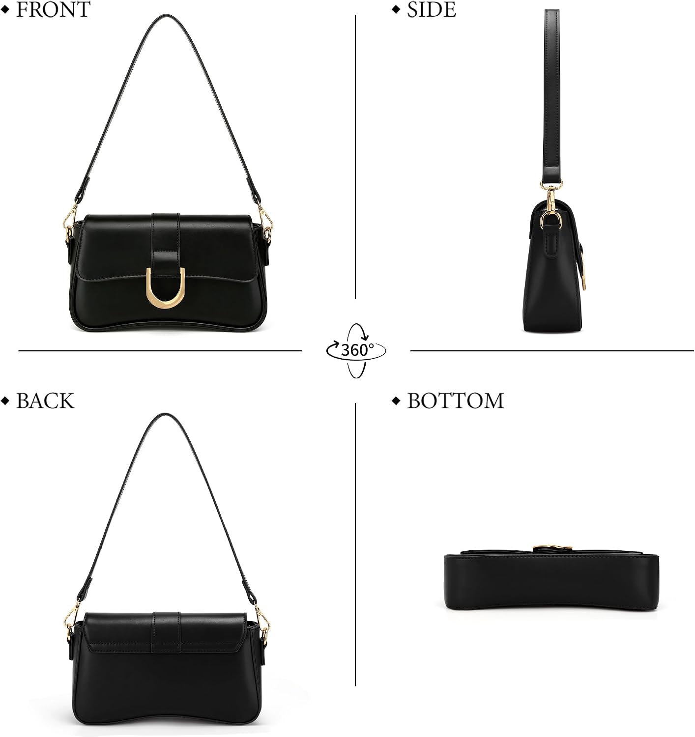 KKXIU Shoulder Bag for Women, Small Handbag Cute Purse Retro Clutch Underarm Hobo Bag