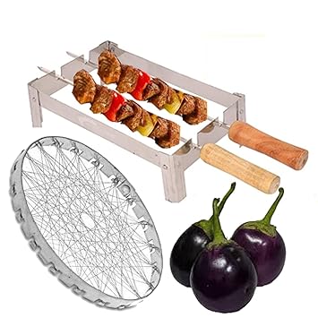 HOTLIFE Premium Tandoor Channi Folding Chhota Gas Tandoor Stand with 2 Sticks and 1 Barbeque Net Gas Grill