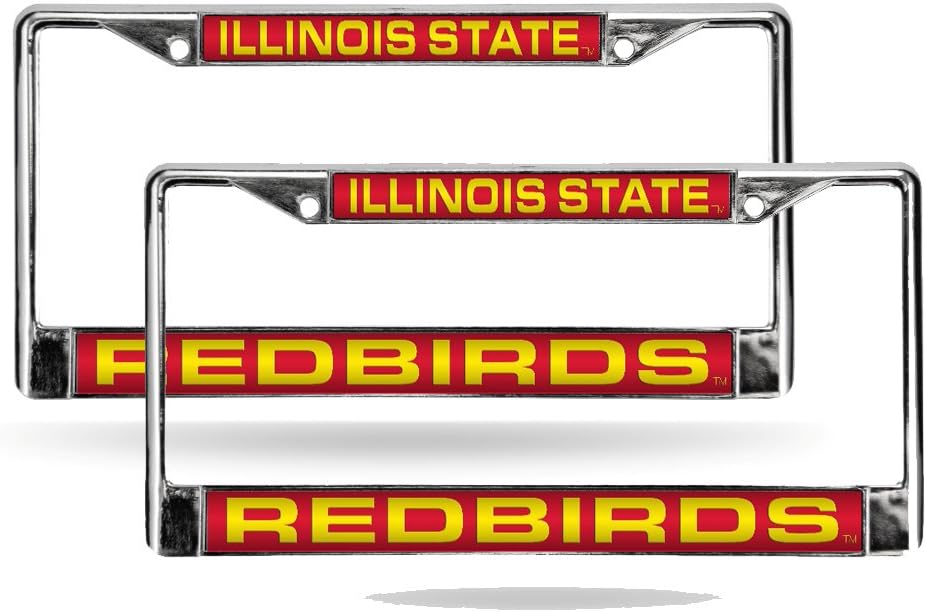 Illinois State Redbirds Chrome Metal Laser License Plate Frame - Set of Two Frames