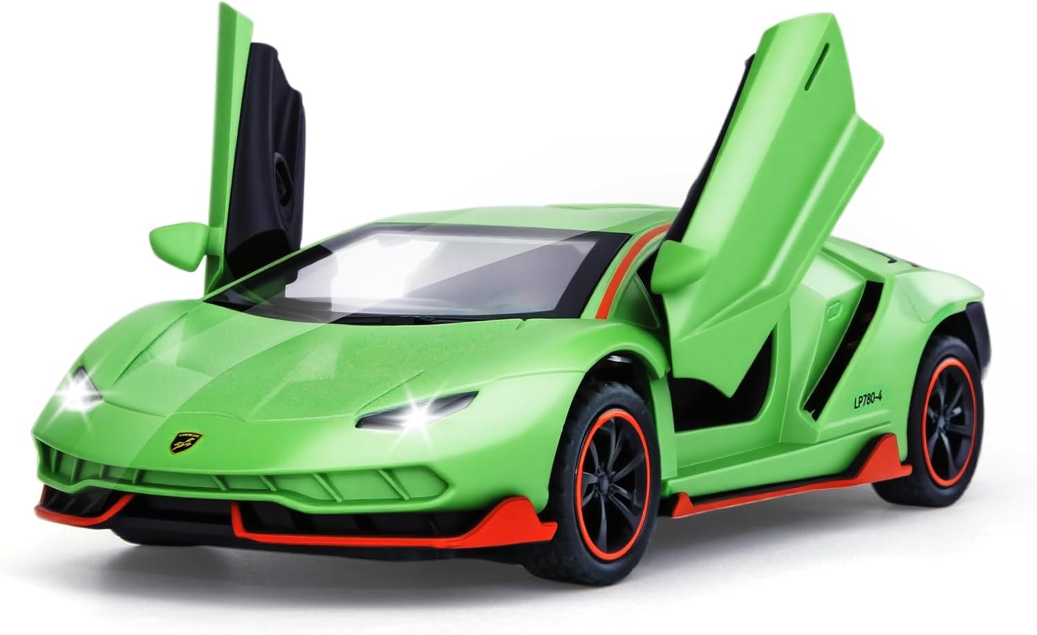 SASBSC SVJ 1/36 Diecast Metal Pull Back Toy Car with Lights & Sounds - Green Supercar for Boys Age 3-12