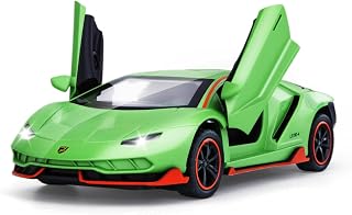 SASBSC SVJ 1/36 Diecast Metal Pull Back Toy Car with Lights & Sounds - Green Supercar for Boys Age 3-12