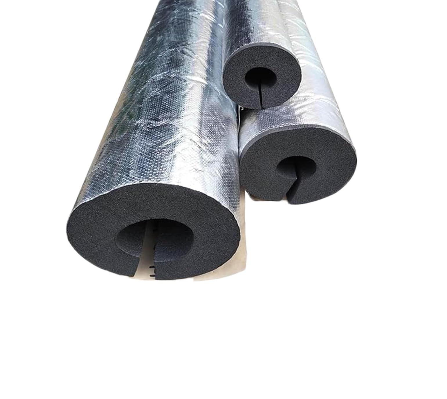 Tubo isolante autoadesivo per tubi da 1,9 cm a 10,2 cm ID involucro in schiuma impermeabile, copertura per tubi in alluminio (ID 1-1/2 ″xT 1-1/5 ″)