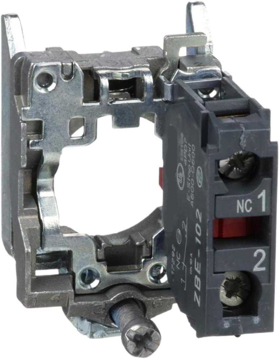 ZB4BZ102 Single Contact Block with Body/Fixing Collar, Screw clamp Terminal, 1 NC