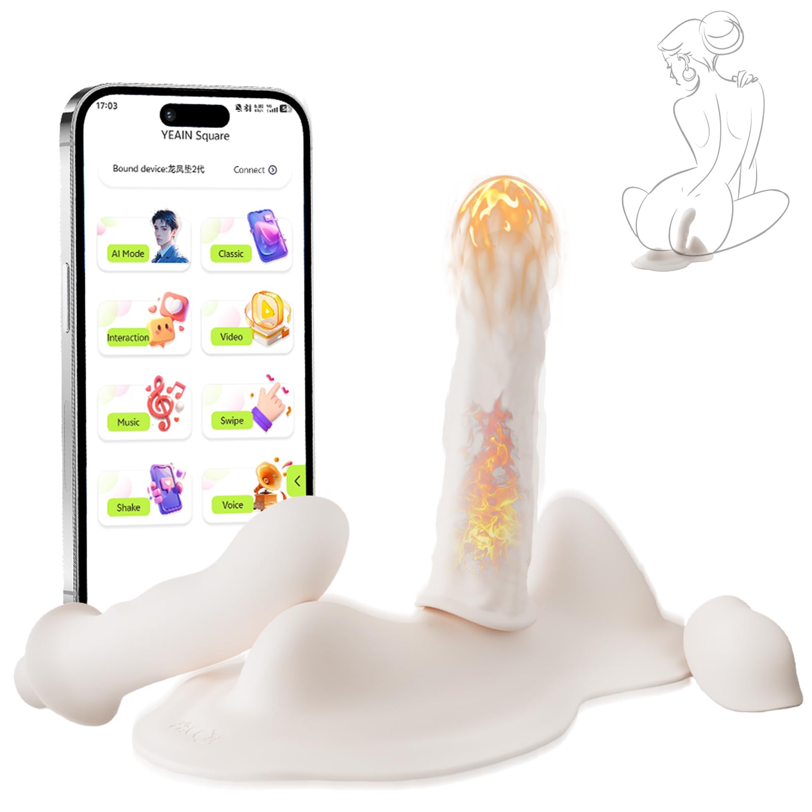Aufsitz Dildo Vibratorensets für Frauen mit 6 Stoßmodi 6 Vibrations und Heizung G Punkt Vibration Perineum Klitoris Stimulator mit APP Fernbedienung Extrem Sex Spielzeug für die Frau Paare Sex Toyset