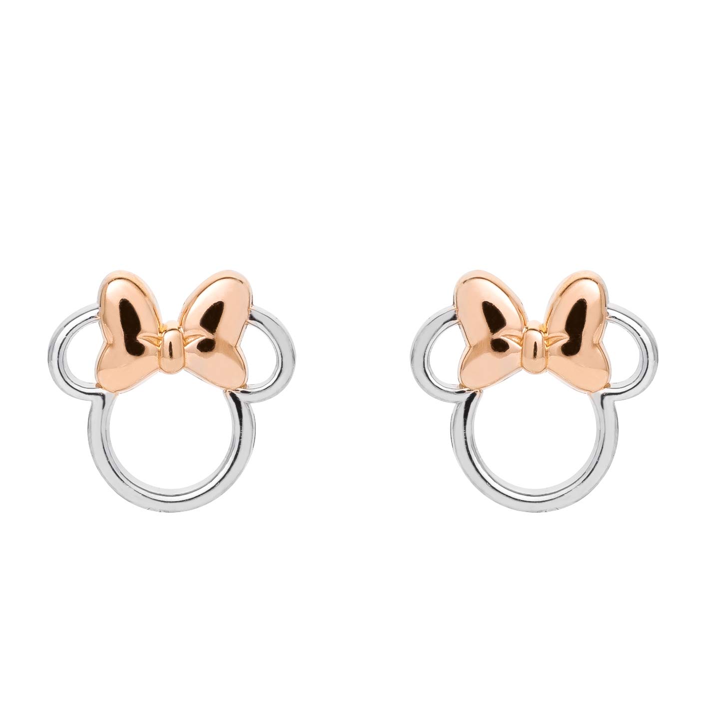 Disney Minnie Mouse Ohrstecker, zweifarbig, Minnie Silhouette, Sterling-Silber 925