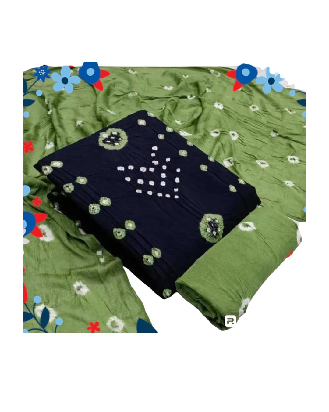 Vandana Boutique Rayon Hand bandhani design Unstitched Suit Material for Women Traditional Bandhani Print Dress Material Kurta Bottom Dupatta material set for women-picture-43