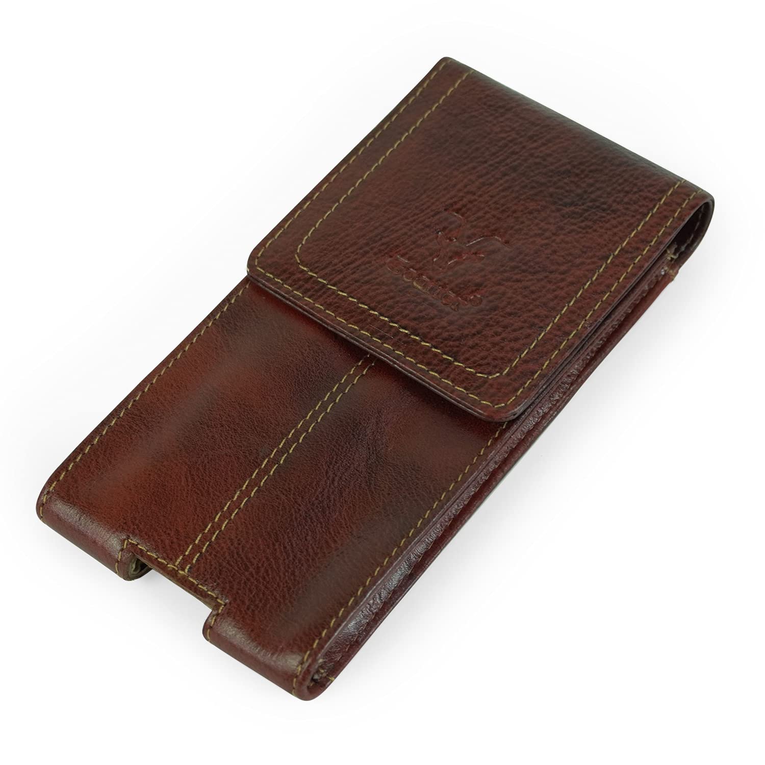 Goatter Unisex Leather Flip Case for Mobile, iPhone 14 Cherry Brown, Lightweight