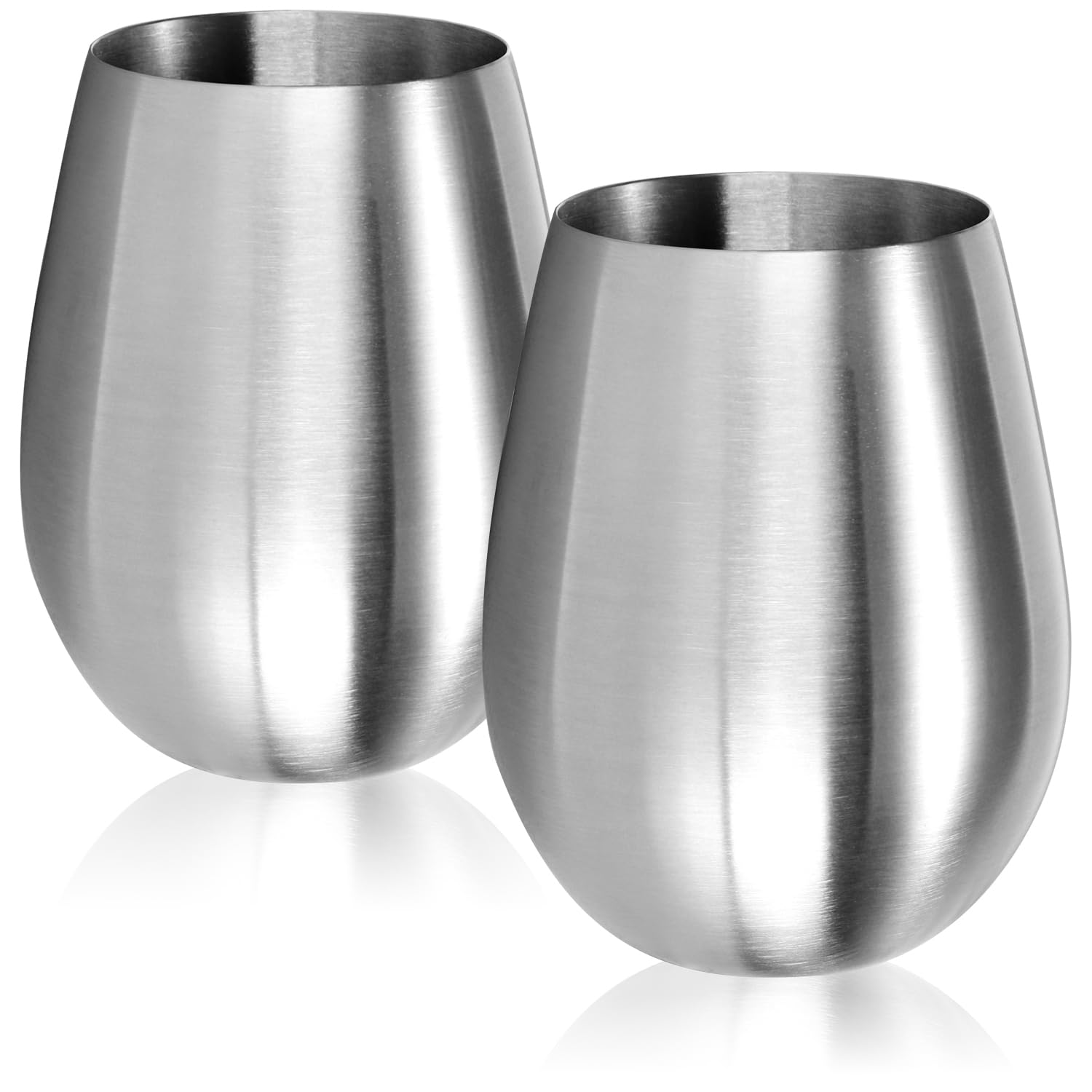 COM-FOUR® 2x kieliszki do wina wykonane ze stali nierdzewnej 304 - kubek do wina 500 ml do podrózy - kubek ze stali nierdzewnej na wynos - kieliszek bez nózki Nie zawiera BPA (2 sztuki - 500ml mat)