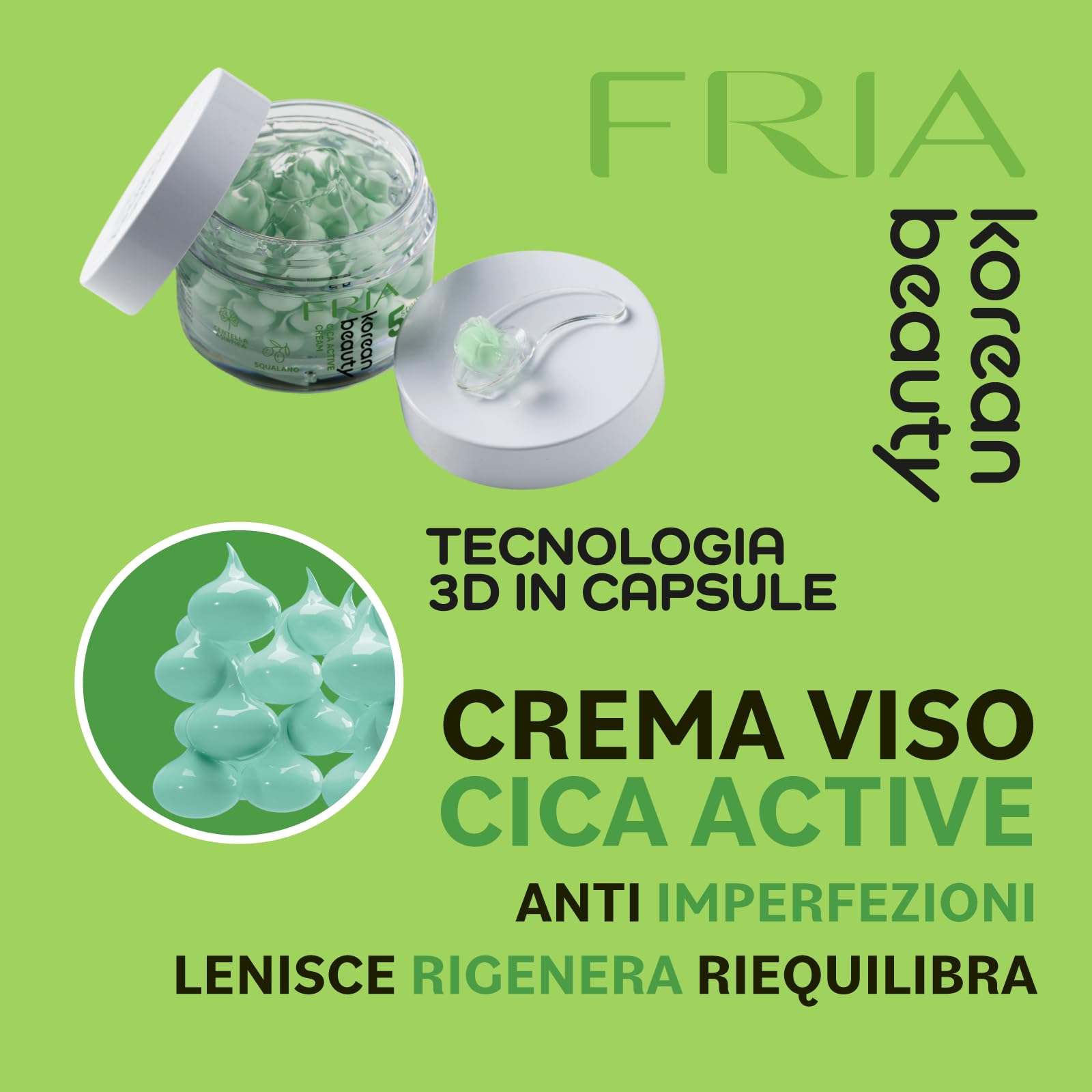 Fria Korean Beauty Cica Box, Kit Skincare Viso Anti Imperfezioni con Centella Asiatica, Burro Struccante + Mousse + Maschera + Siero + Crema, Dermatologicamente Testato
