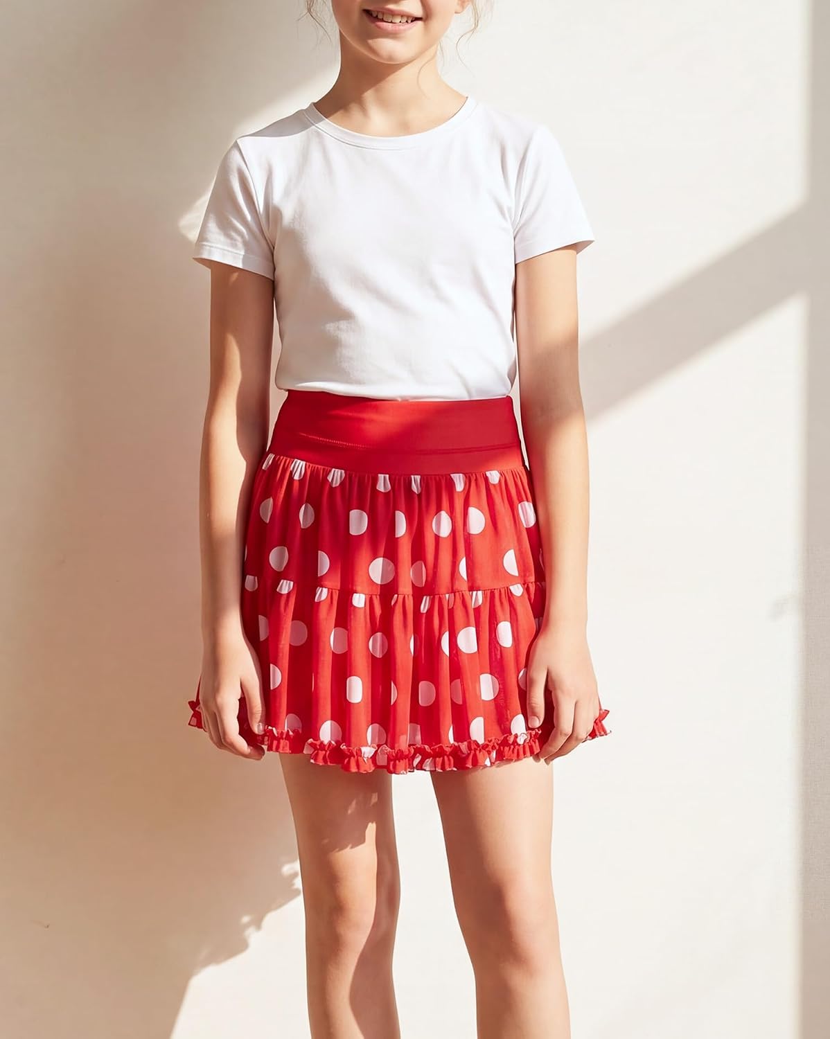 Girls Skorts with Shorts Underneath,Flowy Mesh Tennis Skirt with Pockets
