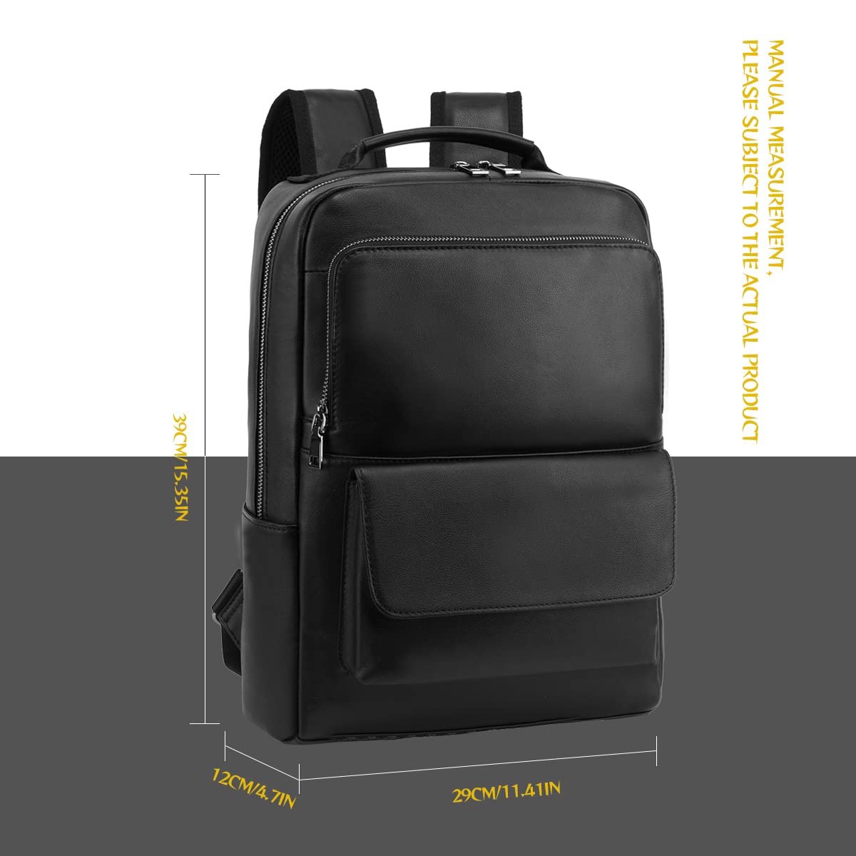 Leathario Zaino in Pelle Vera da Uomo per Uso Quotidiano, Zaino Porta PC con Grande Capienza e Portatili 14 Pollici, Adeguato per Lavoro, Università, Viaggio, Scuola