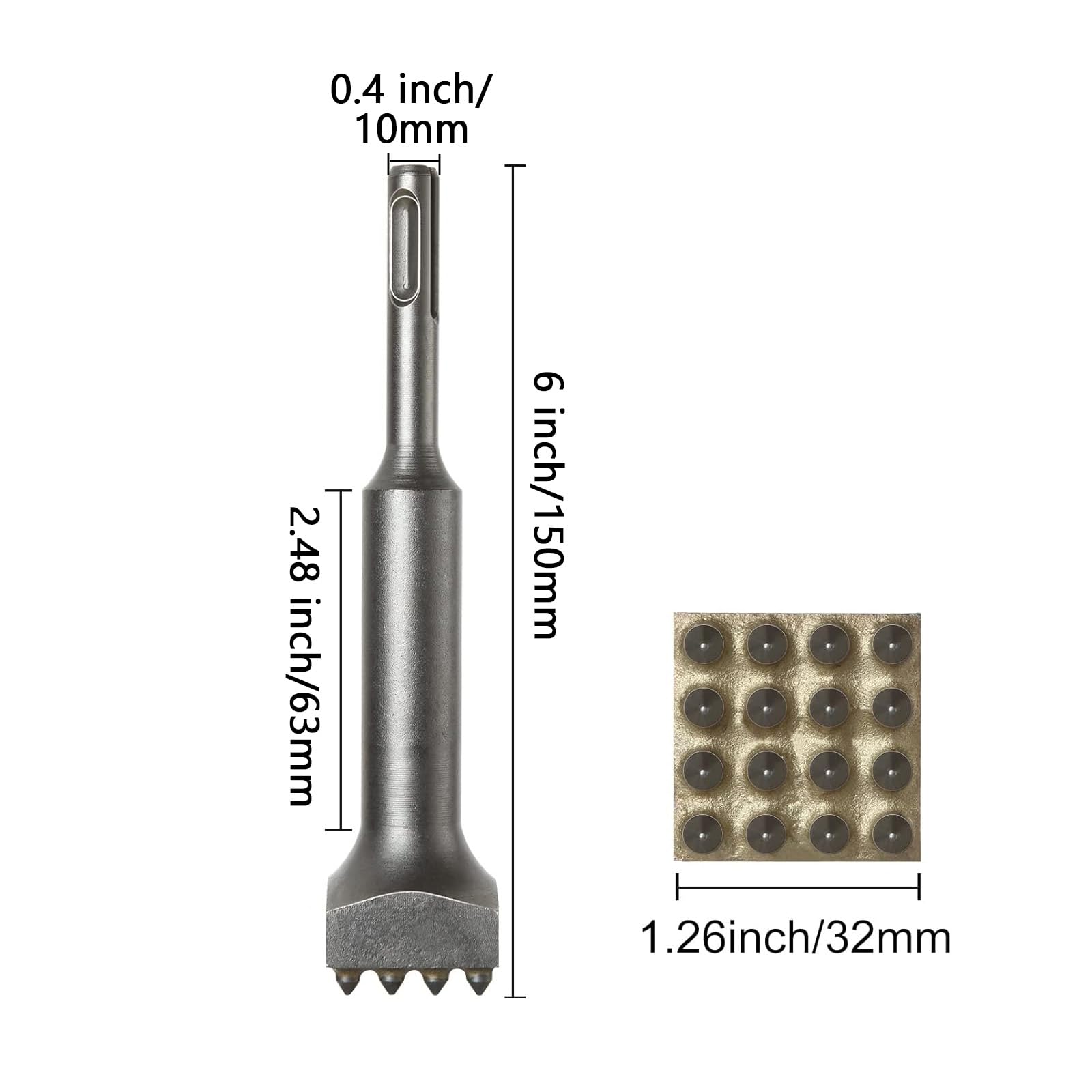 Scalpelli Per Piastrelle, Scalpello Elettrico in Acciaio Con Punta a Martello Per Fiore in Acciaio 40Cr Con Boccola a Testa Quadrata Per Calcestruzzo Utilizzato Con Martello a Percussione