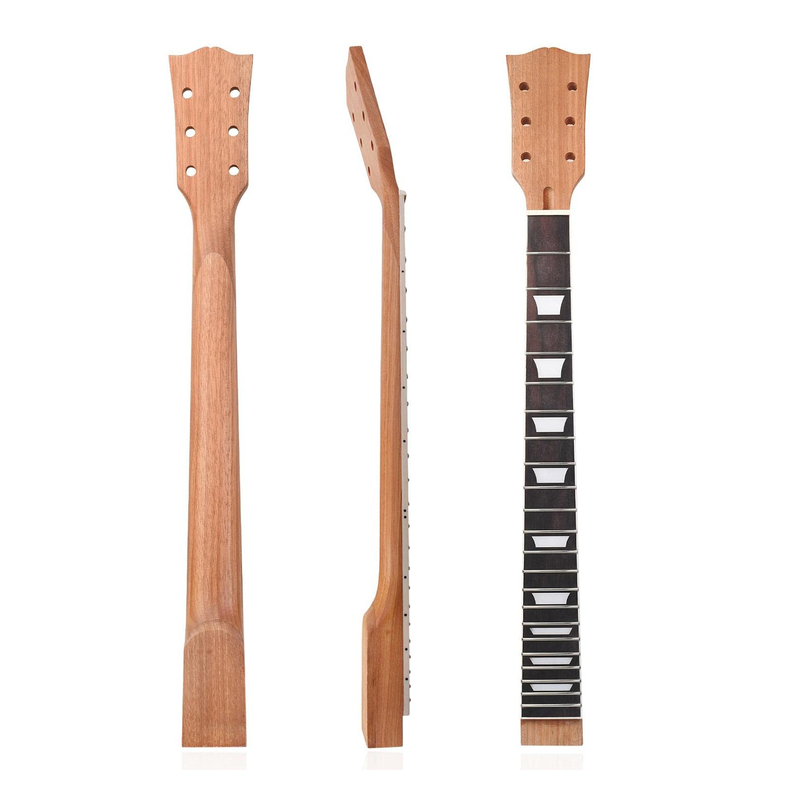 Generic Elektrische Gitarrenhals Mahagoni Rosewood Griffbrett Gitarrenhals Körper Leer 22 Bund Zubehör mit Natürlicher Oberfläche Und Einlage für Musik