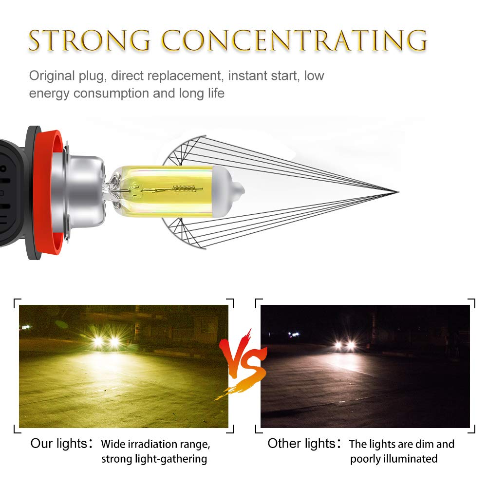 2 szt. H8 35 W żarówki halogenowe 3000 K super jasne złoto żółte halogenowe reflektory 12 V zamiennik do reflektorów samochodowych reflektorów przeciwmgielnych