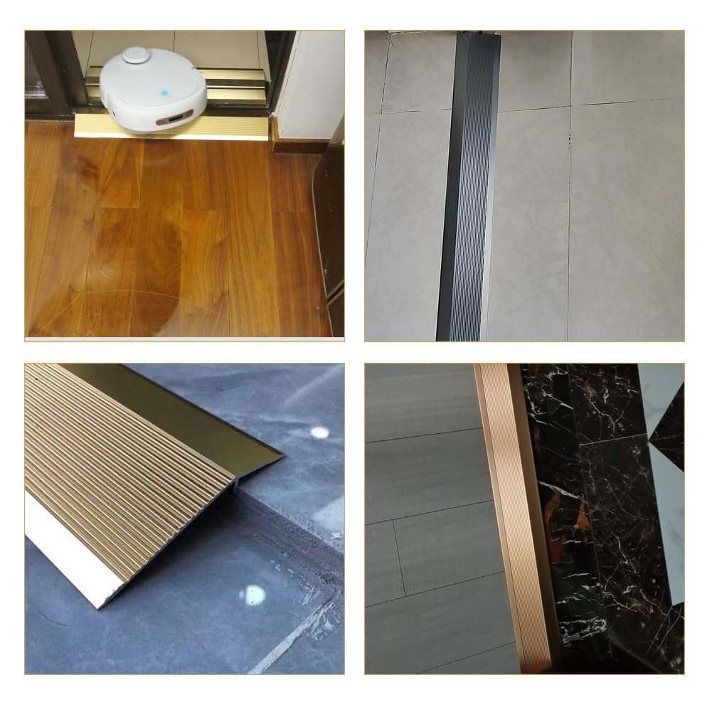 3 Pièces Bandes de Transition en Aluminium pour Entrée de Porte, Réducteur de Porte/Dalle/Seuil, Bande D'Habillage de Sol pour Chambre/Cuisine/Salle de Bain (Color : Argent)