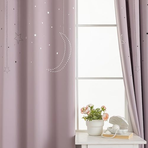 Miniatura 10 de MANGATA CASA Cortinas opacas con estrellas para dormitorio bonitos paneles de cortina de ventana con ojales para habitación de los niños cortinas