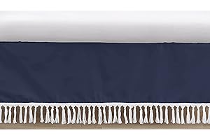 Sweet Jojo Designs Navy Blue Boho Tassel Navy Crib Skirt