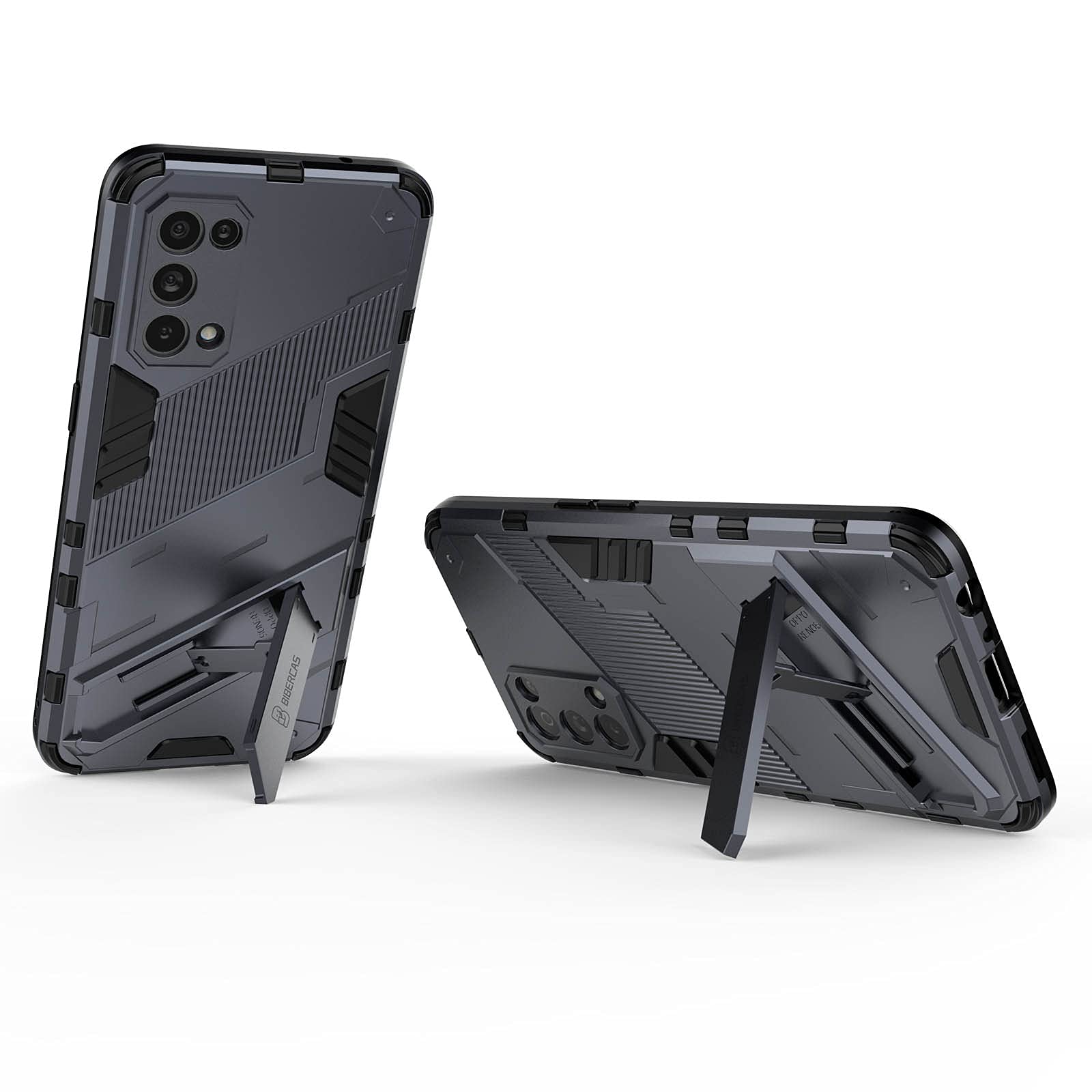 Dedux Custodia per Oppo Find X3 Lite, Cover Protettiva Armatura Militare Hard PC Silicone TPU con Supporto Pieghevole. Nero