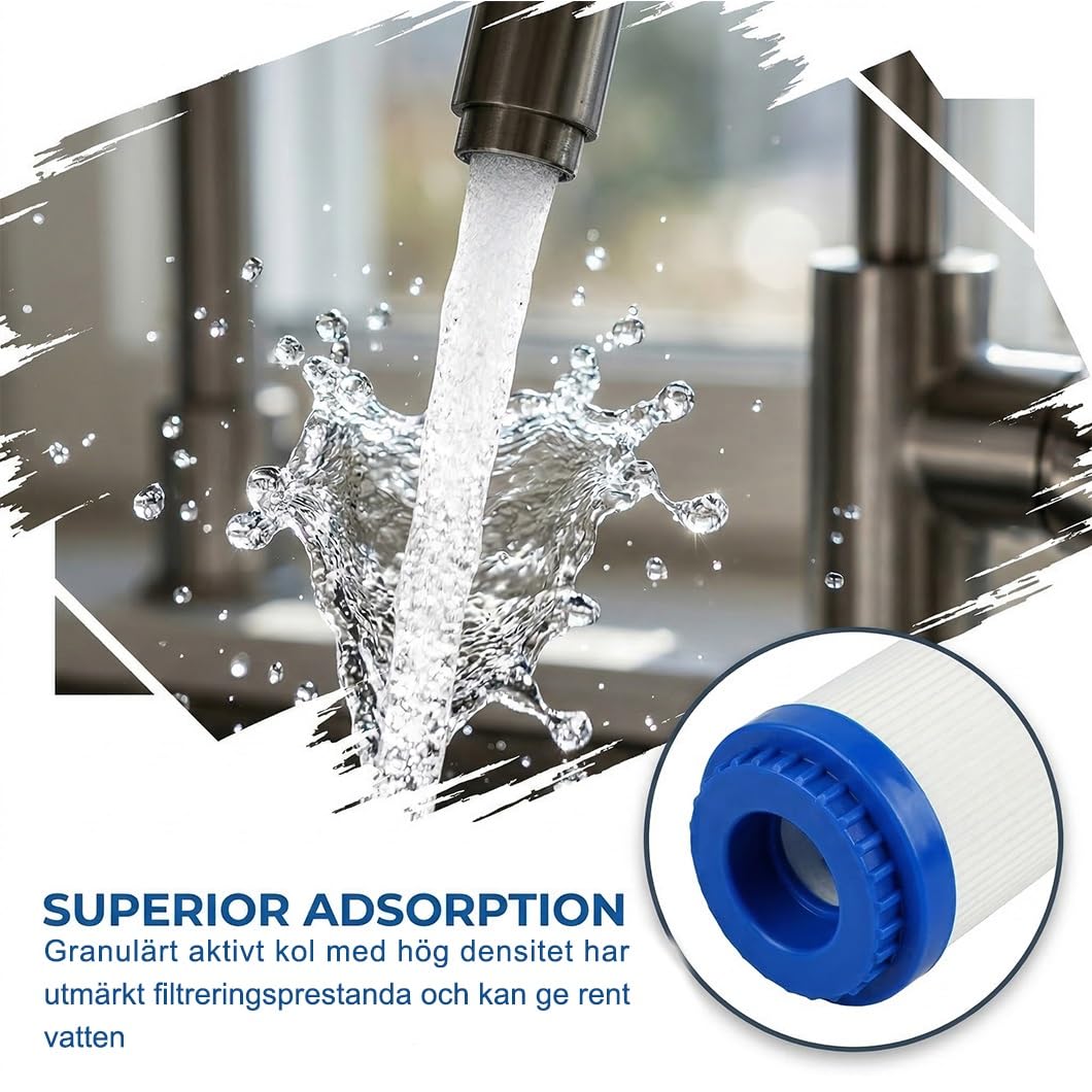 Lot de 4 cartouches filtrantes de rechange, cartouches filtrantes granulaires charbon actif UDF, 7,1x 50,8 cm, depuits l'eau robinet et aux purificateurs domestiques