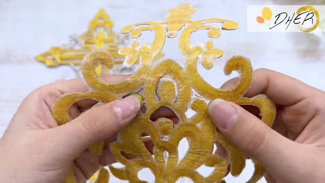 Toppa Ricamata In Pizzo Applique Oro - Decoro Da Stirare O Cucire Su Jeans, Magliette E Cappotti - Foto 12